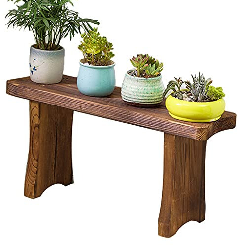 Supporto per fiori da balcone in legno, decorazione da giardino, per piante grasse, panchina per vasi di fiori (marrone, 80 x 17 x 30 cm)