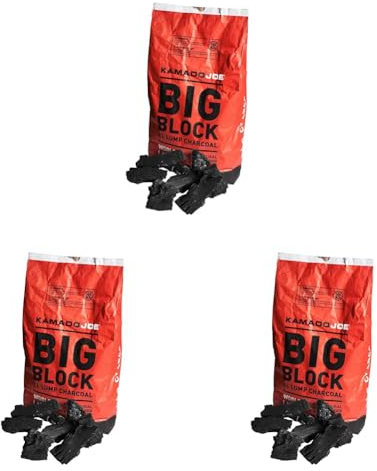 Kamado Joe Charbon de Bois Naturel réutilisable pour Barbecue, Fumage et grillade. Longue durée de Vie jusqu'à 18 Heures, 9,1 kg, Noir (Lot de 3)