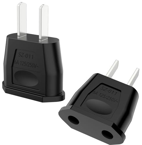 2 Stück Reiseadapter USA, 2 Pin Adapter USA Deutschland Stecker, Deutschland auf US Steckeradapter, Japan Steckdosenadapter, USA Adapter Steckdose Geeignet für Kanada/Mexiko/China/Japan(Schwarz)