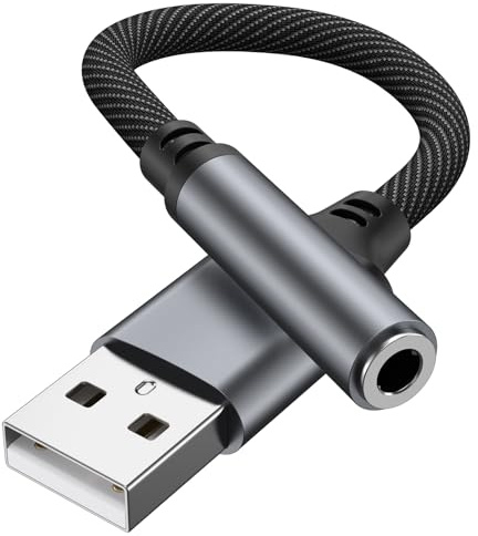 Yisica Adaptador de auriculares USB a 3,5 mm, cable adaptador de audio USB A a conector auxiliar para PS5, PS4, PC, Windows, Mac, Linux, laptop, escritorio y más