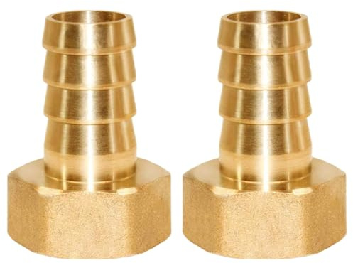 QZKJQDD Messing Schlauchtülle 16mm, Widerhaken x 1/2 Zoll Innengewinde, Messing Schlauchtülle Anschlussstück mit Sechskant, Schlauchnippel Schlauchstutzen für Rohrverbindungen (2 Stück)
