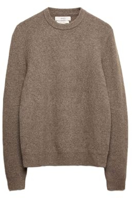 Marks & Spencer Maglione Supersoft a Coste con Collo Giro e Lana