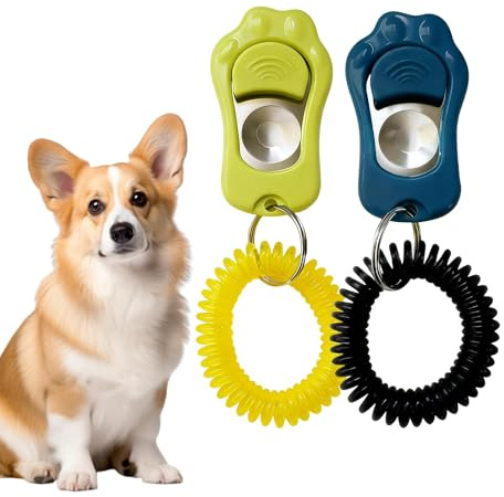 Juhuifu 2 Pcs Sifflet Ultrason Chien, Clicker Dressage pour Chien, Clicker Training pour Animaux à Fréquence Ajustable (avec Laniette), pour Chien, Chat, Oiseau, Lapin (Vert Sauge/Gris Bleu)