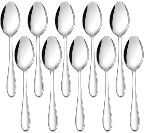 Eierlöffel Edelstahl, 10 Stück, Espressolöffel, Dessertlöffel, Edelstahl Löffel Set, Hochglanzpoliert, Spülmaschinengeeignet ﻿