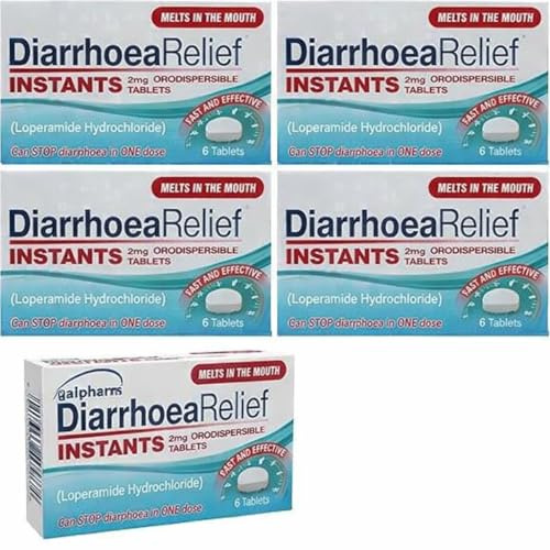 Rapid Relief Diarrhea Capsules INSTANTS - (4 x 6) 24 TABS Bundle Anti Diarrhea Loperamide with a Stool Chart