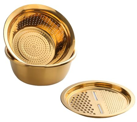 RCGOFOLLOW Incluye ralladores multifuncionales de acero inoxidable para cocina, cortador de verduras 3 en 1, escurridor, rallador jengibre, ensaladera y colador.