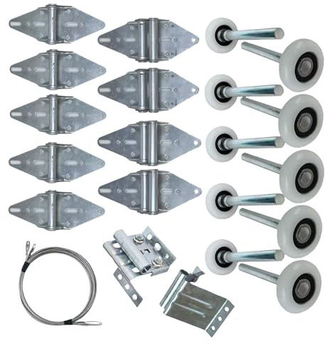 Robusto set di rulli per porta del garage con cuscinetti a doppia schermatura e parti protettive in lega di metallo, set completo di manutenzione per garage