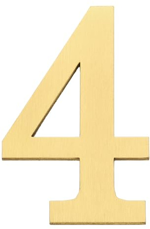 sourcing map Numeri civici per esterni, 7,1 cm, in ottone massiccio, autoadesivi, numeri indirizzi in metallo per porte, appartamenti, uffici, finitura spazzolata, facili da attaccare (numero 4)
