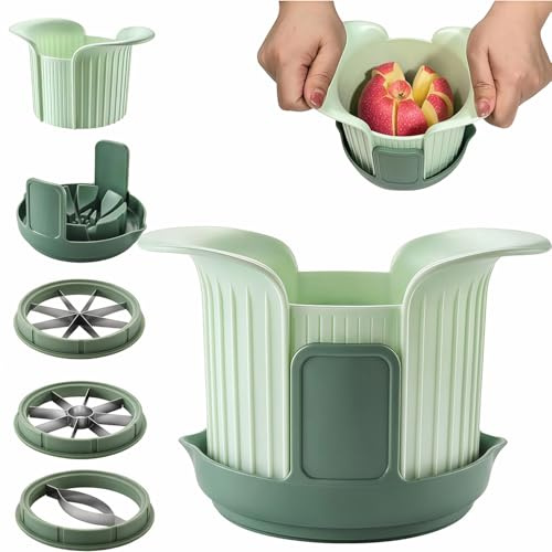 Trancheuse à pommes robuste – Coupe-fruits à 8 lames en acier inoxydable, grande capacité pour pommes jusqu'à 9,6 cm, poignée ergonomique, comprend des lames de séparation pour tomates et mangues en