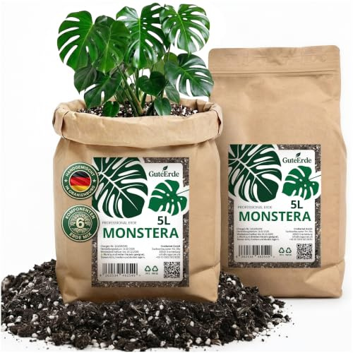 GuteErde Monstera Erde für Zimmerpflanzen und Garten - 10L Monstera Substrat für Pflanzen, Palmen, Blumen