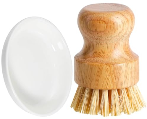 SEWOART Multifunctional Base Brush with Non-scratch High Density Bristles, Bamboo and Ceramic Kitchen Dish Brush for Effective Pot Cleaning and Washing Dishes, Kitchen Cleaning Tool