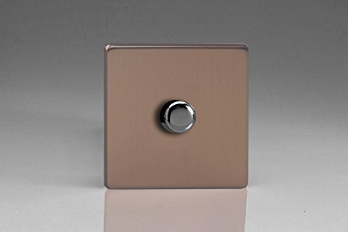 Varilight Flat Plate Screwless Brushed Bronze V-Pro - 1x 400W 2-Way Push-on Push-Off Trailing Edge LED Dimmer