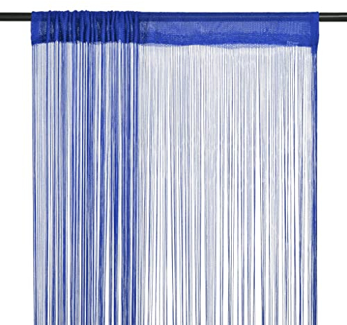 vidaXL Cortina de Flecos para Puerta 2 Piezas 100x250 cm Tela Azul Estor Hilos