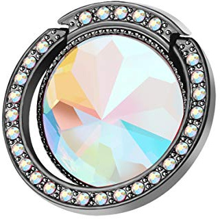 lenoup Glitter Bling Bling Handy Ring Fingerhalterung, Sparkle Handyringhalterung Finger Künstlicher Diamantständer, Strasszellen Handyring für Telefone, Pad(Schwarz)