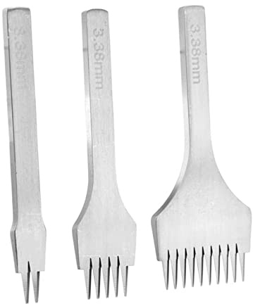 Herramienta de perforación de punzón de costura y cuero para artesanía de cuero marroquinería 2/5/10 Herramienta de perforación de garras de acero 2,7 mm, 3,0 mm, 3,38 mm, 3,85 mm (3,38 mm)