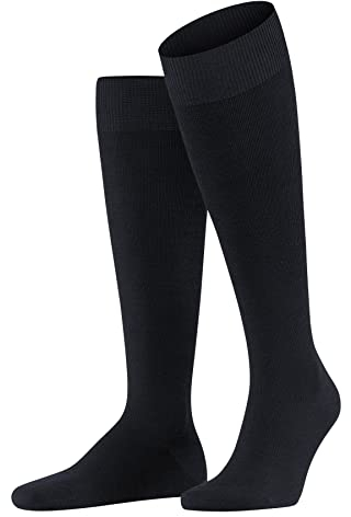 FALKE Herren Kniestrümpfe Energizing Wool M Kh Wolle Baumwolle mit Kompression 1 Paar, Blau Dark Navy 6370, 43-44