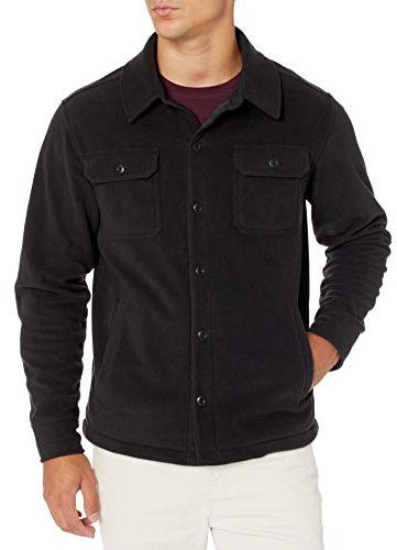 Amazon Essentials Giacca Camicia Invernale in Pile Polare a Maniche Lunghe Uomo, Nero, L