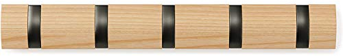 Umbra Flip Hook 5 Haken Natur/schwarz Holz Alu Hakenleiste Garderobenhaken – mit 5 Beweglichen Haken
