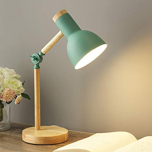 Chao Zan Nordic Modern Creative Tischlampe Schlafzimmer Nachttischlampe Kinder Büro Augenschutz Lesetischlampe Verstellbare Schreibtischlampe E27 Holz Metall Nachtlampe -Grün