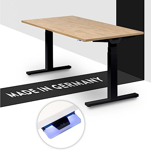 boho office® Premium Line Schreibitsch elektisch höhenverstellbar | Premium Line - Tischgestell Schwarz, Tischplatte 180x80 Wildeiche - Made in Germany, Kollisionsschutz, 2 laufruhige Motoren