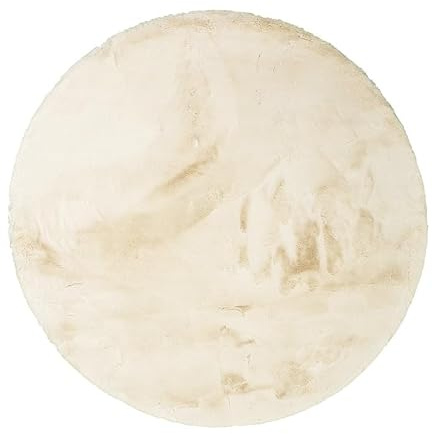 Hochflor Teppich Rund - Comfy Supreme Creme - Ø 200 cm | Shaggy, Einfarbig - Ländlich, Modern, Skandinavisch - Wohnzimmer, Esszimmer, Schlafzimmer - Fellteppich