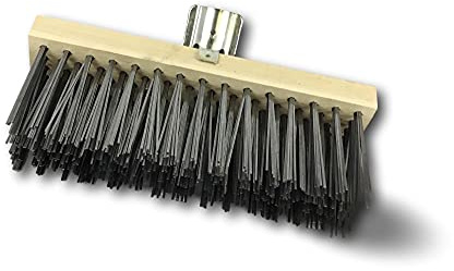 Balai de cantonnier 30 cm | Lot de 3 | Sans manche | Garnissage acier plat trempé | Balayage extérieur | Terrasse dallage atelier | Semelle bois | Douille métal boulonnée Ø 28 mm | Kibros 318P30x3