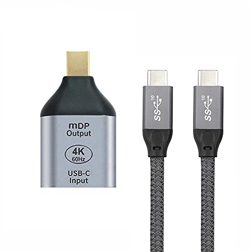 NFHK 10Gbps 100W Cable USB-C Type C Female Source to Mini Displayport DP Sink HDTV Adapter 4K 60hz 1080p for Tablet & Phone & Laptop