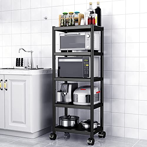 WPT Kitchen Baker's Rack utilitario Estante de Almacenamiento para microondas, Carrito sobre Ruedas, Organizador de Cocina Ajustable, estantes de 5 Niveles