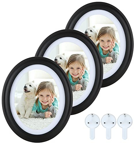 SENENQU 3 Pack Oval Picture Frames 5x7 Black With Mounting Screws and Hooks, Wall Photo Frame for Home Decor, Photo Gallery