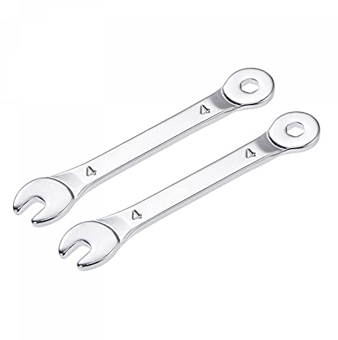 sourcing map 2Stk Dünn Ring Maulschlüssel mit Offset 6-Punkt Ende und Abgewinkelt Offen 4mm