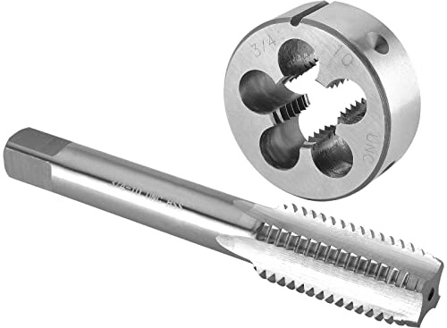 Burkit 1,9 cm-10 UNC Gewindeschneider-Set rechts | 3/4 x 10 UNC Maschinengewindebohrer und runde Schneideisen, zum Schneiden oder Reparieren von Gewinden auf Metall.