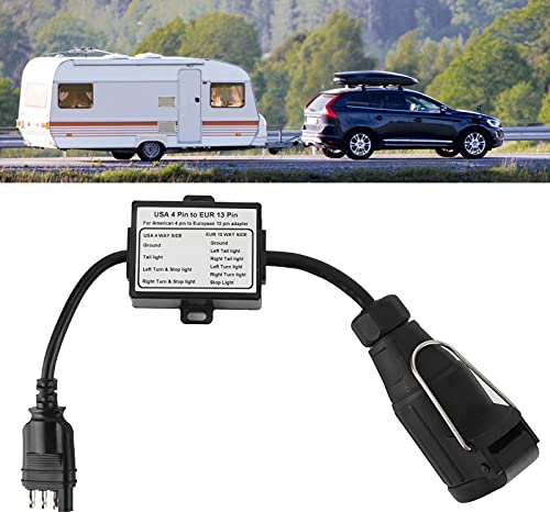 Anhängerstecker, Anhängerkabeladapter 4-polig auf 13-polig zum Verbinden des 4-poligen US-Fahrzeugsteckers mit dem 13-poligen EU-Anhänger
