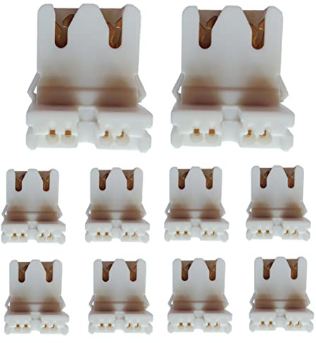 myezfit U-Shaped Fluorescent Lamp Socket Holder for T8/T10/T12 Fluorescent Tube Light - Non-shunted Turn-Type T8 T12 LED Lamp Holder - UL Listed, Polycarbonate (PC) Material - DIY Mounting - 10 Pack