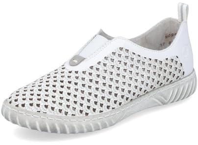 Rieker Femme Chaussures Basses N0965, Dame Mocassin,Chaussons,Chaussures de Loisirs,Pantoufles,entrée Ouverte,Blanc (Weiss / 80),41 EU / 7.5 UK
