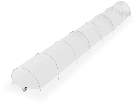 Relaxdays Folientunnel, 5 m Länge, PVC Gewächshausfolie, 8 Tunnelbögen, Frühbeet, Aufzucht, Pflanzentunnel, transparent