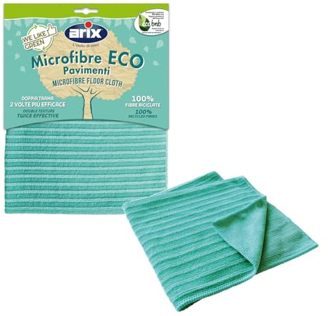 ARIX | 1 Panno per Pavimenti in Microfibra Riciclata con Strisce Abrasive 45x50 cm, Panno per Spazzolone Pavimenti Pulizia Profonda, 1 Pezzo