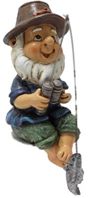 Garden Statues Outdoor,Fishing gnome ,Fisherman ornament, Bright Colors Durable Resin Widely Used Fisherman Statue,Pond accessories for Garden ornaments outdoor Home Backyard Bookshelves Mantels TV