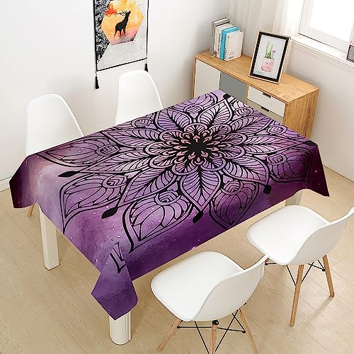 Mateju Mandala Tischdecke Abwaschbar Gartentischdecke, Outdoor Indoor Tischdecke Eckig Tischdecken Tischtuch Tisch Schutz für Geburtstag Hochzeit Festival (140x240cm,Lila)