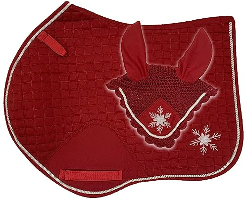 Horses Set Sottosella + Cuffietta Christmas Rosso Full, Stile e Comfort per Il Tuo Cavallo da Tosoni Selleria