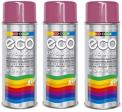DECO COLOR 3er Sparpack ECO Lackspray glänzend oder matt 400ml nach RAL freie Farbauswahl (3 Dosen ECO RAL 4003 Pink Glanz)