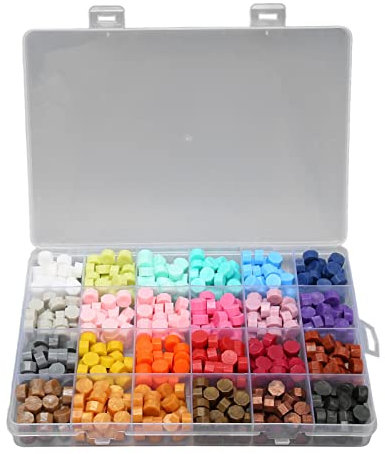 Tissting 600 Stück Siegelwachs Perlen Set 24 Farben Vintage Siegel Wachssiegel Achteckige Wachsperlen für Briefumschläge, Hochzeit Karten, DIY Geschenkbox Dekoration(Macaron-Farbe)