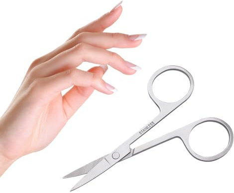Forbicine per Unghie con Lame Curve, Forbici da Bellezza in Acciaio Inox Professionali, per Cuticole, Pellicine, Sopracciglia, Barba, Tagliaunghie 9 CM Ricurve
