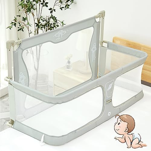3 in 1 Beistellbett Baby, Babywiege, Kinderbett Babybett,Beistellbett für Babys im Bett, beistellbett Baby boxspringbett, Beistellbett mit Moskitonetz, der auf das Bett gestellt Werden kann(Light gree
