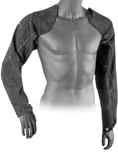 STAHLWERK Schweißerärmel | Schweißerstulpen | Schweißerschutzärmel | Schweißerarmschutz | Schweißerschutzkleidung mit Trageriemen aus hochwertigem Spaltleder zum Schweißen und Plasmaschneiden