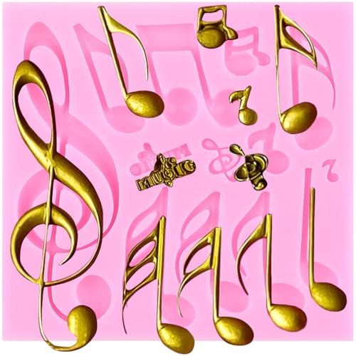 XMOLDNMS Music Note Fondant Mould Musical Notes Silicone Mould for Music Theme Cake Decoration Cupcake Topper Candy Chocolate Polymer Clay Gum Paste