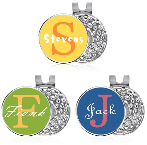 Shueewago Golfball-Marker aus Metall mit Golfmarker, magnetische Hut-Clips mit personalisiertem Text, Zitaten, Namen oder individuellem Design, tolles Geschenk für Golfer, Vatertag, Ruhestand,