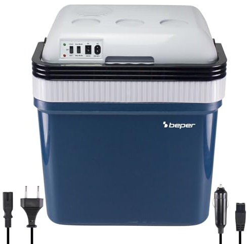 Beper P102CON300 Frigorifero elettrico portatile, 24 litri, raffreddamento e riscaldamento, Presa per auto 12V e Presa a muro, Minifrigo, 40,2x30,6x46 cm