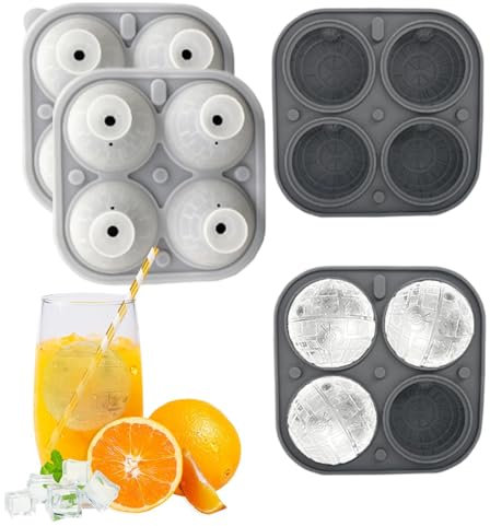 Molde de bola de hielo, bandeja de silicona con tapas individuales, 2 moldes redondos para bolas de hielo con tapa, molde de silicona de fácil liberación para whisky, cócteles, bebidas, herramienta de