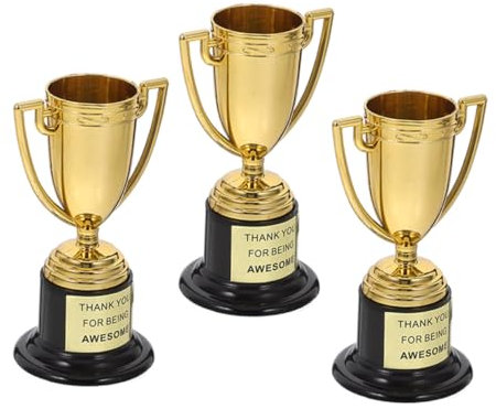 HEALSOPTHY 3stücke Mini-trophäe Goldene Als Partygeschenk Kleine Plastiktrophäe Kindertrophäe Sporttrophäe Kindergarten-trophäe Mini-trophäen Trophäenbecher Golftrophäe