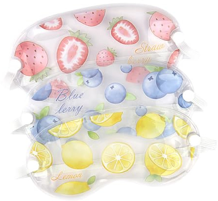 FRCOLOR 3stücke Kühlende Augenmaske Mit Gel Hot Cold Eye Mask Für Schwellungen Müdigkeit Und Entspannung Für Büroangestellte Und Studenten Transparent Erdbeere Und Zitrone